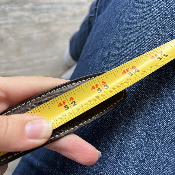 Torino Leather Belt Men's Brown Italian Embossed Calf 44 Silver - Picture 10 of 10